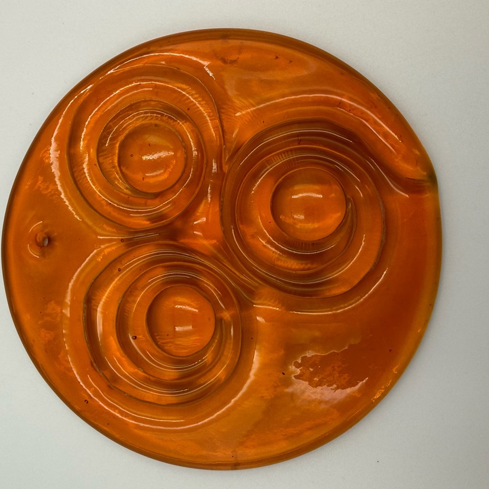 Vintage Holmegaard Amber Glass 'Three Circles' Suncatcher